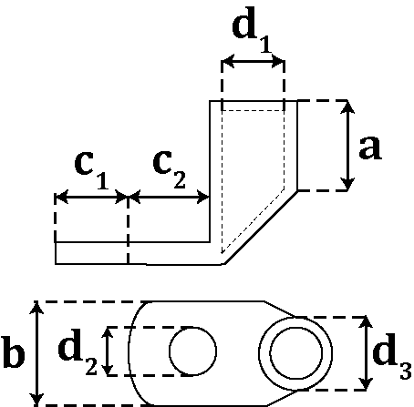 Standart 90° sıkmalı kablo pabucu teknik